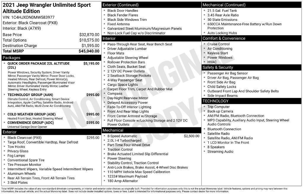 2021 Jeep Wrangler Unlimited Sport Altitude