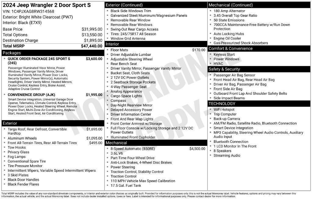 2024 Jeep Wrangler 2-Door Sport S 4x4