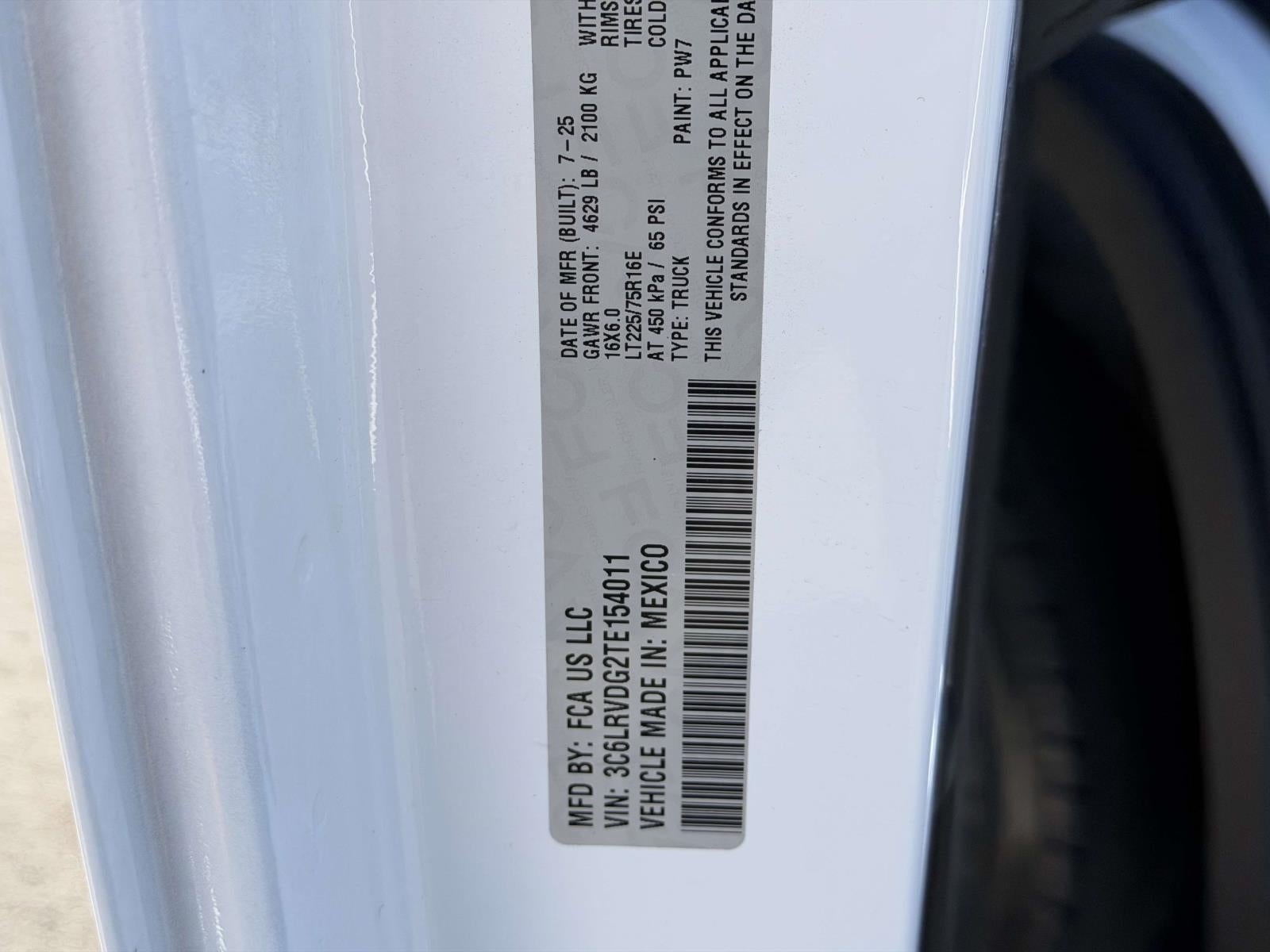 2026 RAM ProMaster 2500 Cargo Van Tradesman High Roof 159' WB w/Pass Seat